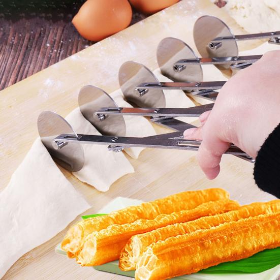Pizza Hob Stretchable Non-rusting 2 Heads 3/5/7 Wheels Stainless Steel Pastry Cutting Wheel for Kitchen