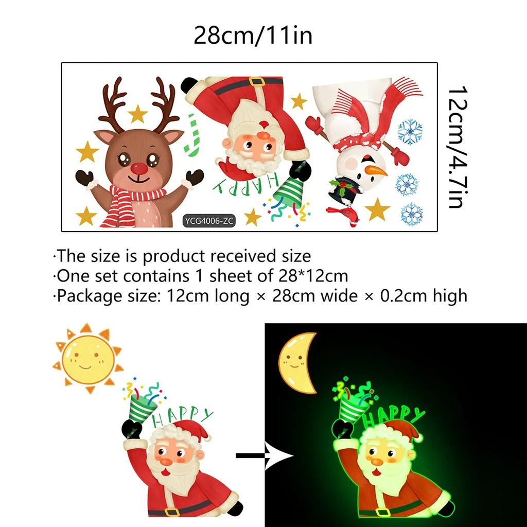 Luminous Santa Claus Switch Sticker Christmas Home Decoration Bedroom Living Room Decor Wallpaper Glow In The Dark Wall Decals