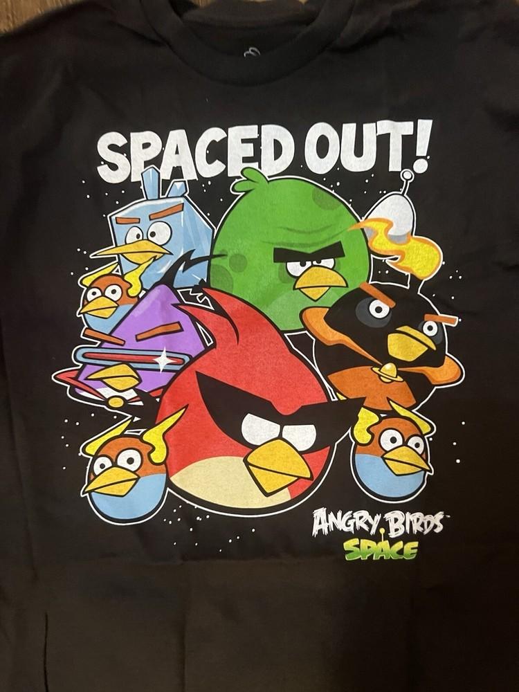 Angry Birds Хлопок Черный Все Размеры Унисекс Футболка EL1223 Унисекс Футболка XXXL