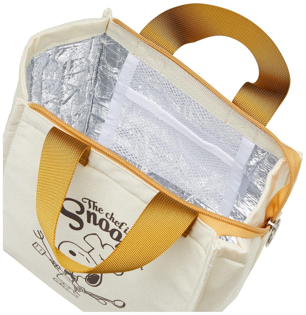 Lunch Bag M Mini Tote Bag Tote Bag Small Lightweight Mesh Pocket Zippered Zipper Snoopy0255 Yellow Free Size [SNOOPY] Women's (SPZ-2566)