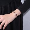 Women Bracelet Micro-Paved Rhinestones Inlaid Leaf Design Electroplated Bangle Wrist Jewelry Accessories