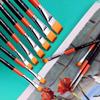 Ougelang Nylon Bristle Flat Head Gouache & Acrylic Brush Set