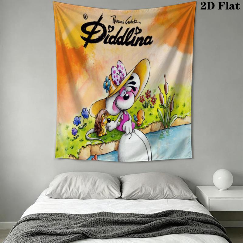 Diddl Wall Tapestry Aesthetic Wall Hanging Printed Fabric Blanket Decorative Tapestries for Bedroom Living Room Home Decor