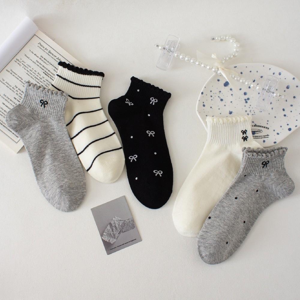 Low Cut Short Tube Socks Breathable Bow Boat Socks Korean Style Kawaii Shallow Socks  Warm