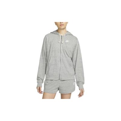 Drawstring Letter Logo Print Solid Full Zip Casual Jacket Women Jacket Dark-Gray DM6387-063