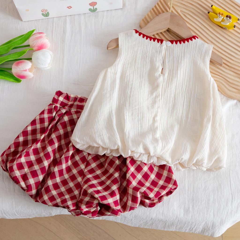Girls Summer Fashion 2 Piece Set Cute Bud Shorts And Vest Top Casual Trendy Outfit For Toddler And Little Kids