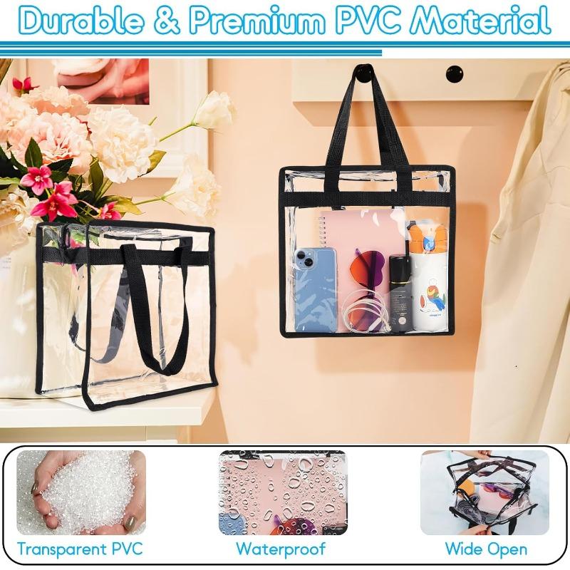 1/2pcs Clear Tote Bags with Zipper, Large Capacity Transparent Shoulder Bag, Waterproof Multipurpose Totes for Daily Use