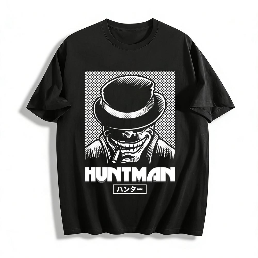 Vintage HUNTMAN Letter Print Casual T-Shirt Unisex Daily Top Pure cotton T-shirt XXS