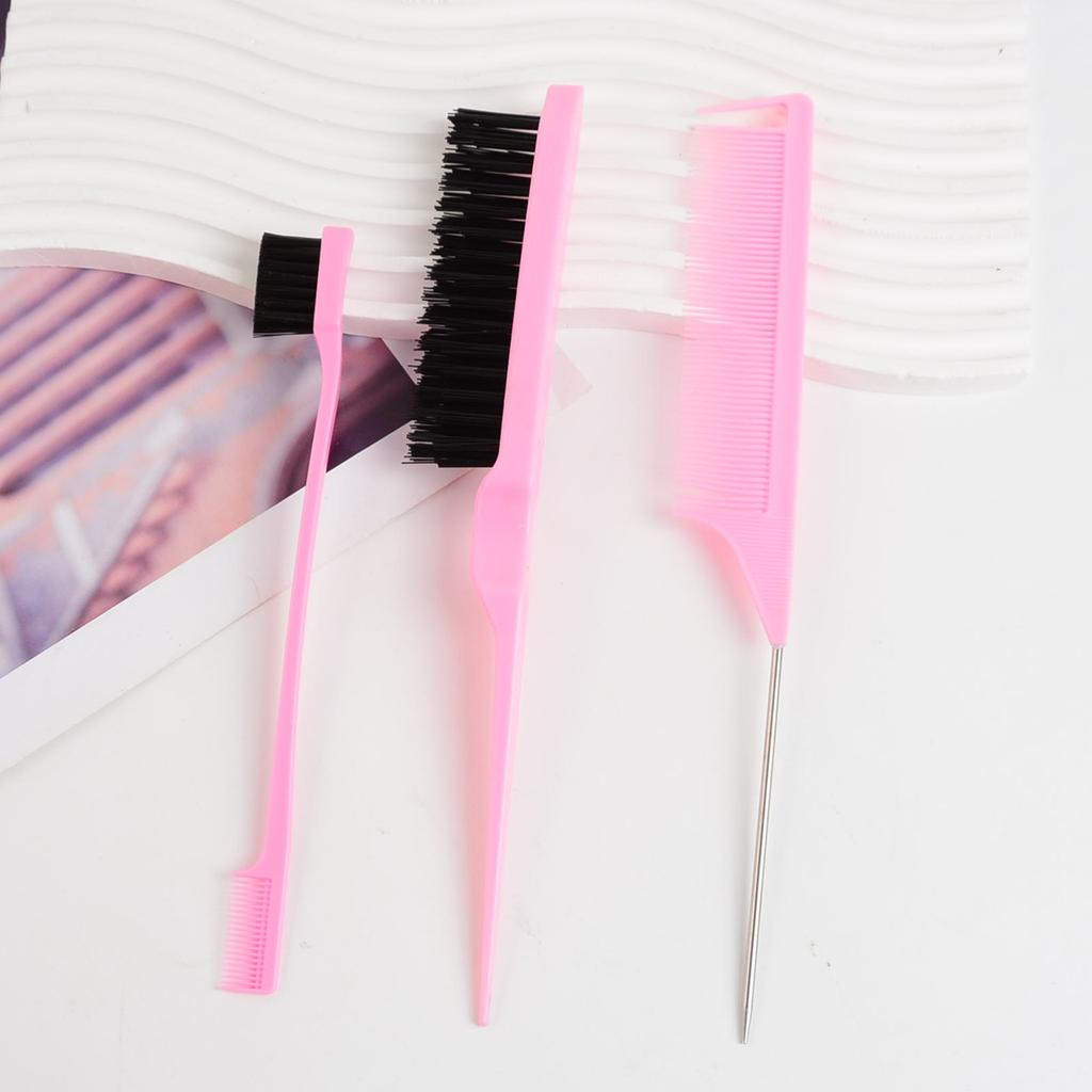 3/5Pcs Hairdressing Tools Pointed Tail Comb Dual Head Eyebrow Brush Triple Row Comb Coiler Hair Salon Styling Comb