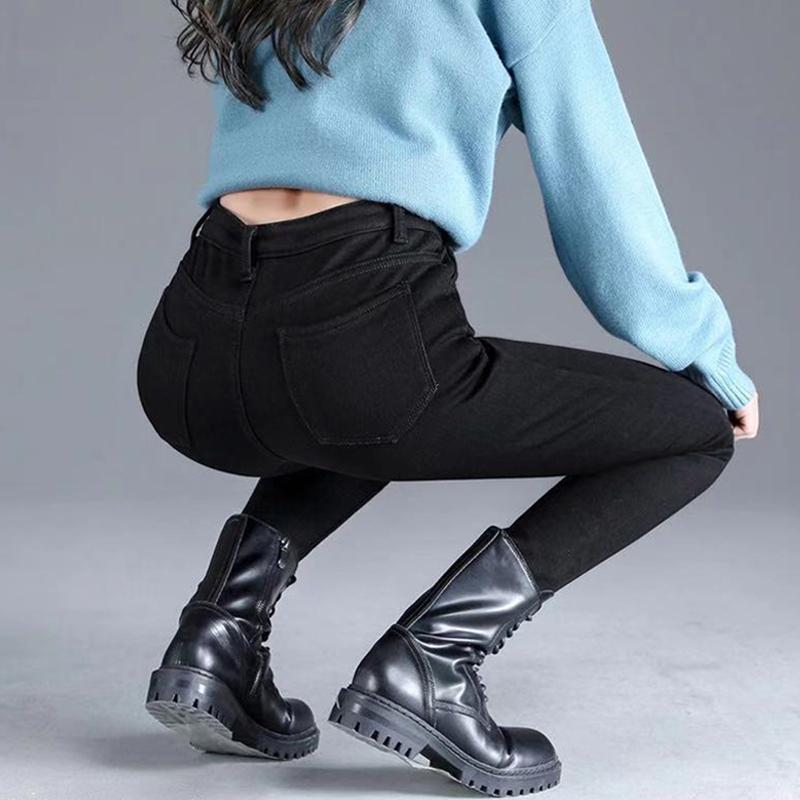 Warm Winter Denim Pants Plus Velvet Thicken Women Skinny Jeans High Waist Vintage Slim Big Size Stretch Jeans