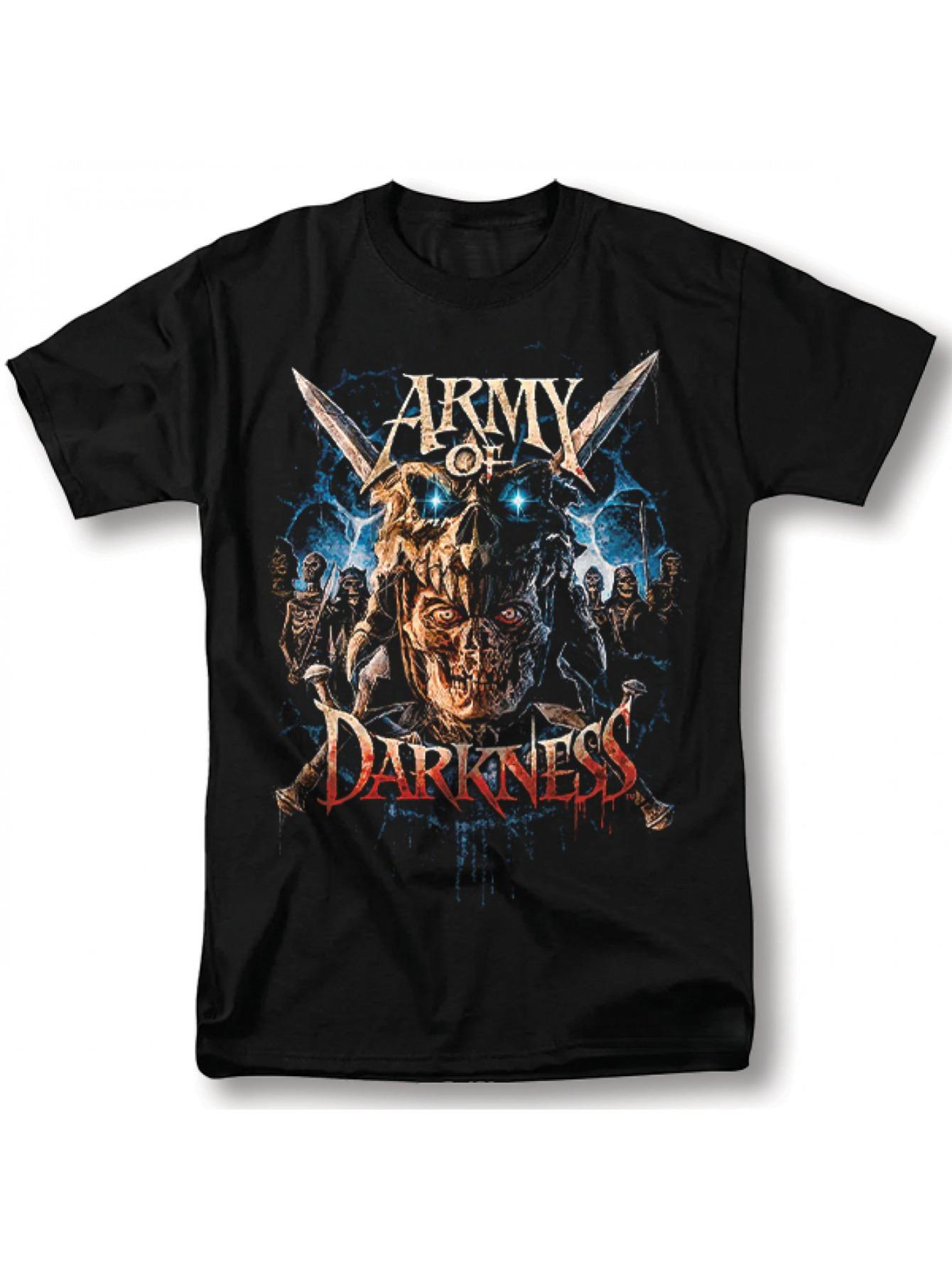 

2026 New Years Dark Legion Horror Movie Mens Tshirt Designed with the classic chainsaw and skull pattern from Ghostbusters S