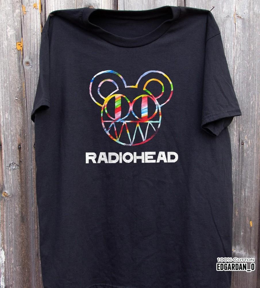 

Radiohead Барвистий Логотип Миші Щільна Бавовна Чорна Унісекс Футболка Розмір S-5XL Унісекс Футболка XXXL