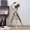 Handcrafted Wooden Tripod Spotlight Lamp Industrial Nautical Searchlight for Home, Office Decor
