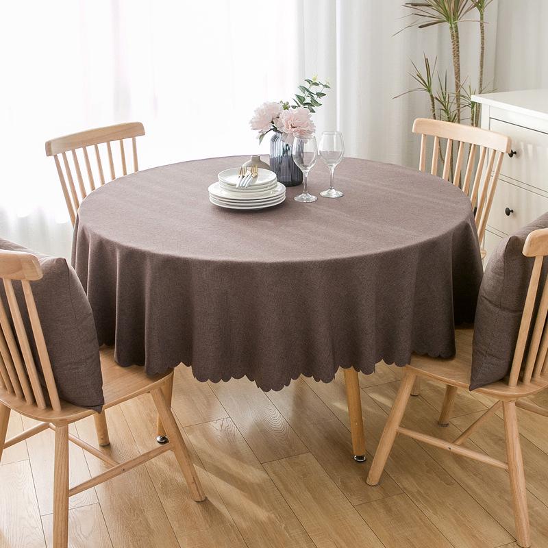 Waterproof Oil-Proof Solid Color Round Tablecloth for Dining, Hotel, and Home