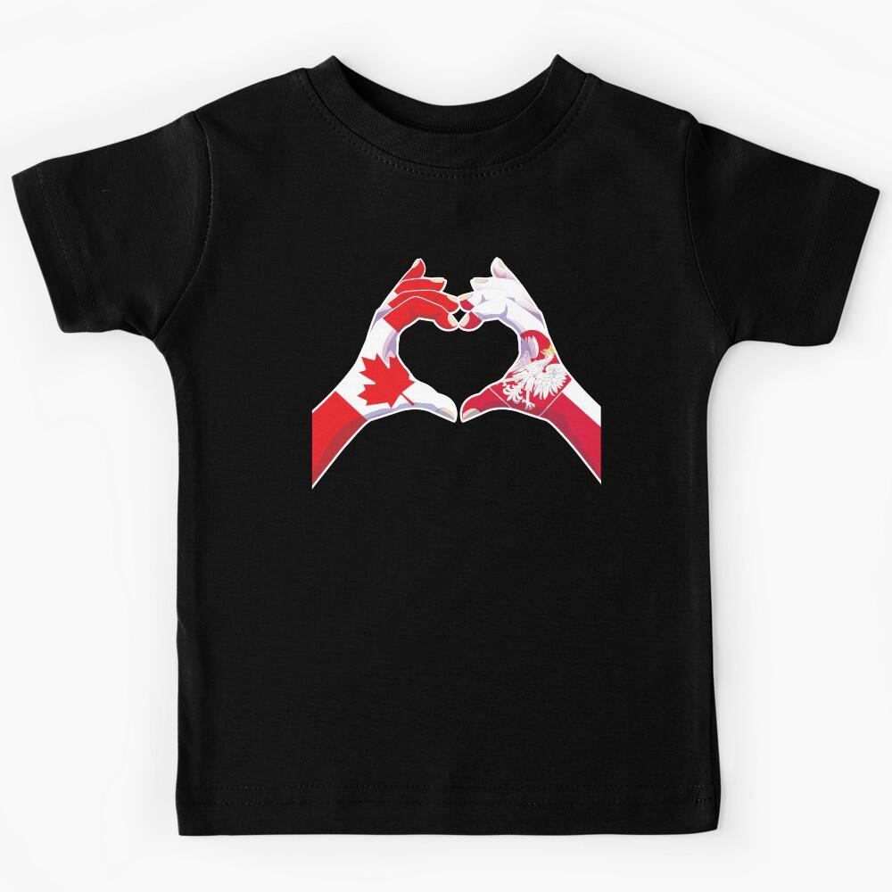 Poland Polish Canadian Canada Love Heart Peace Kids T-Shirt 140