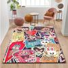 K-pop Idol Cute Cartoon Carpet Non-slip Polyester Carpet with Vibrant Mango and Rabbit Design for Bedroom Decor