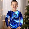 Spring and Autumn Round Neck Dragon Pattern 3D Printed Top Fashionable Casual Long Sleeved Children's Boy T-shirts