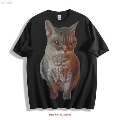 Realistic Grey Cat T Shirt Vintage Washed Fashion Casual Homme Breathable Stylish Designer Clothes Comfortable Slightly
