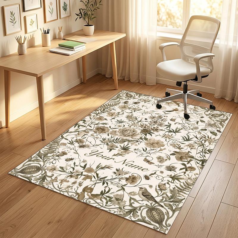 Vintage Compass Theme Soft Crystal Velvet Rug Custom Name & Text Print Non Slip Floor Rug for Bedroom Living Room