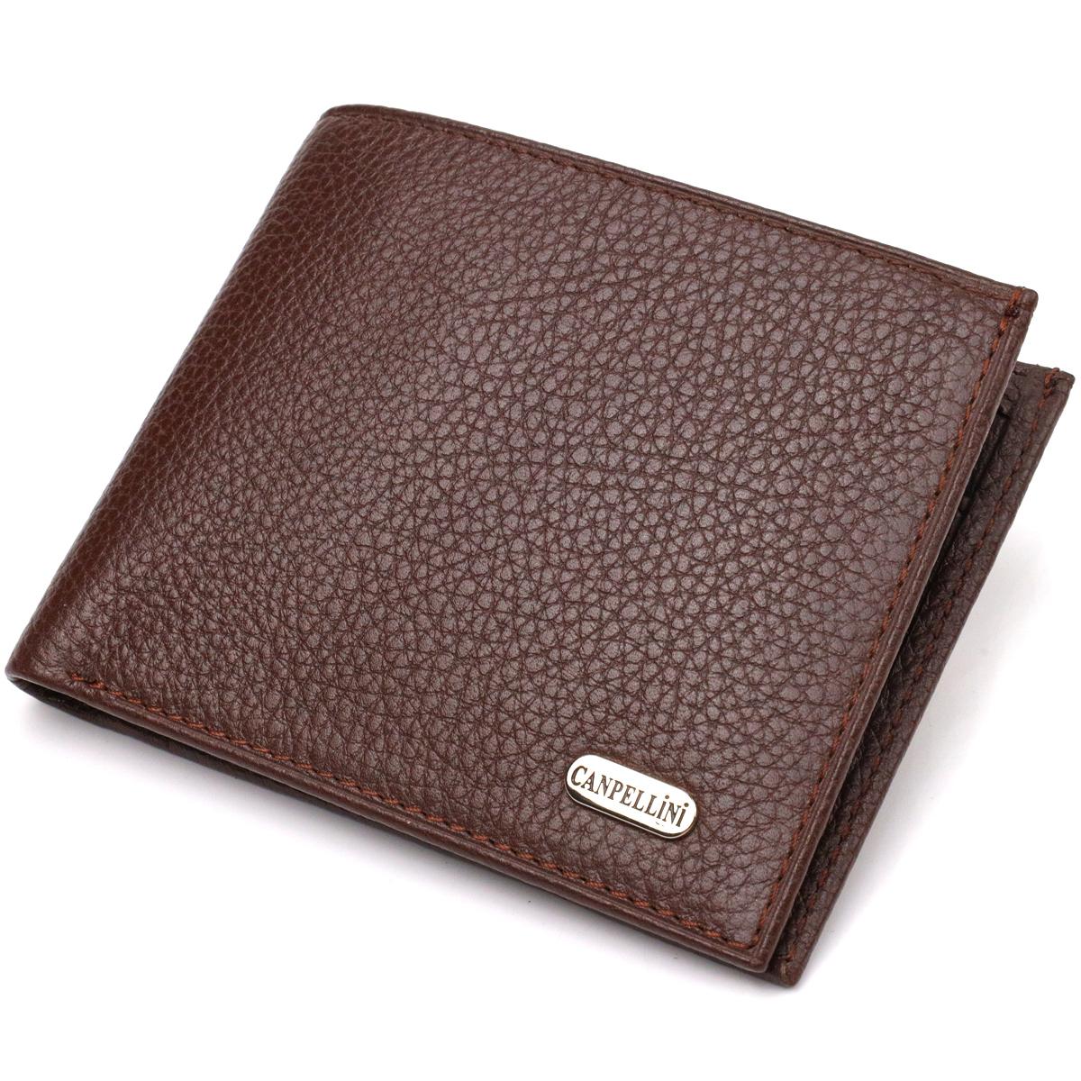 

Чудовий чоловічий портмоне з натуральної зернистої шкіри CANPELLINI 21775 Коричневий