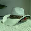 Western Cowboy Straw Hat Embroidery Applique 2025 Cowboy Hat Men and Women Sun Hat Summer Brim Hat Sombrero