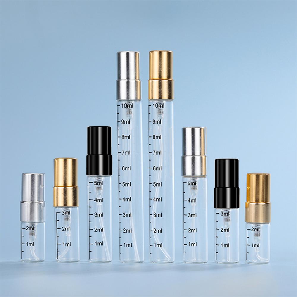 50/100pcs 2ml 3ml 5ml 10ml Sample Refillable Perfume graded Bottle Aluminium Perfume Bottles Atomizer Travel Container Perfumes 2ml&50pcs