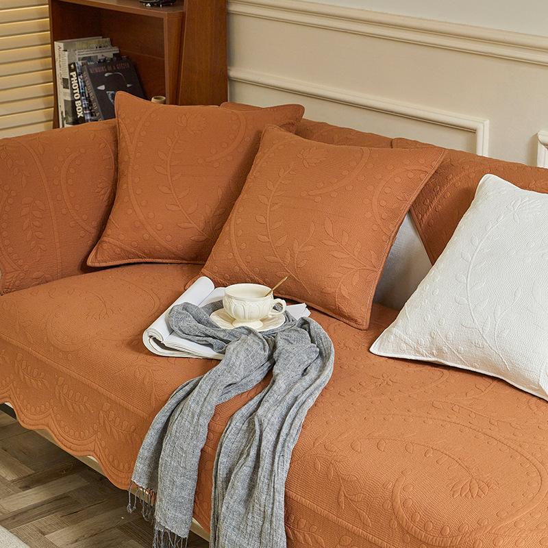 

Вышитая хлопковая подушка для дивана, универсальная нескользящая хлопковая ткань на четыре сезона, чехол для дивана для гостиной 70x70cm