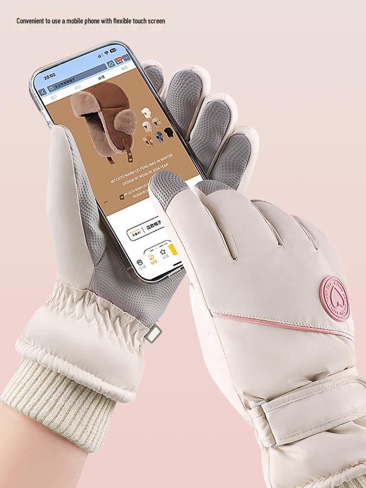 Women's Ski Gloves 2025: Velvet-Lined, Warm, Touchscreen Electric Bike Gloves for Autumn/Winter.