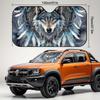 1Pcs Wolf Head Design Pattern Windshield Sunshade UV Rays Heat Blocker Keeps Vehicle Cool Unique Design Fit Sedans SUVs RVs