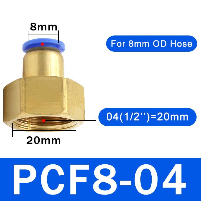 10PCS PCF Pneumatic Air Connector 4 6 8 10 12mm Hose Tube 1/8" 3/8" 1/2" 1/4" BSP Female Thread Brass Quick Pipe Joint Fitting PCV Valves 1