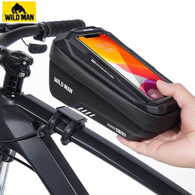 WILD MAN Bicycle Bag 1.8L Frame Front Tube Cycling Bag Waterproof Phone Case Holder 7 Inch Touchscreen Bag Bike
