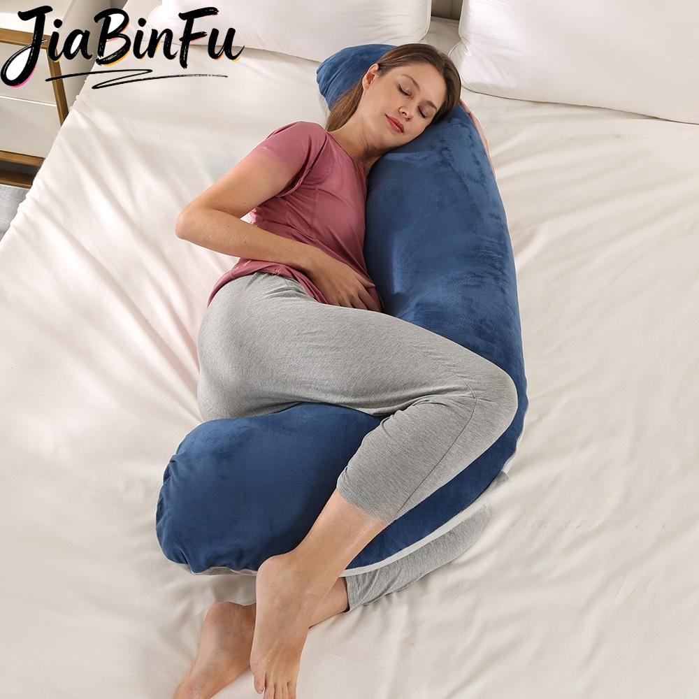 1.8KG Cotton J-shaped Pillow for Pregnant Women Sleeping Pillow Care for Pregnancy Breastfeeding Pillow for Pregnant