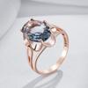 Grey Big Oval Wedding Rings For Women Trend  Rose Gold Color With Natural Zircon High Quality Daily Fine Jewelry