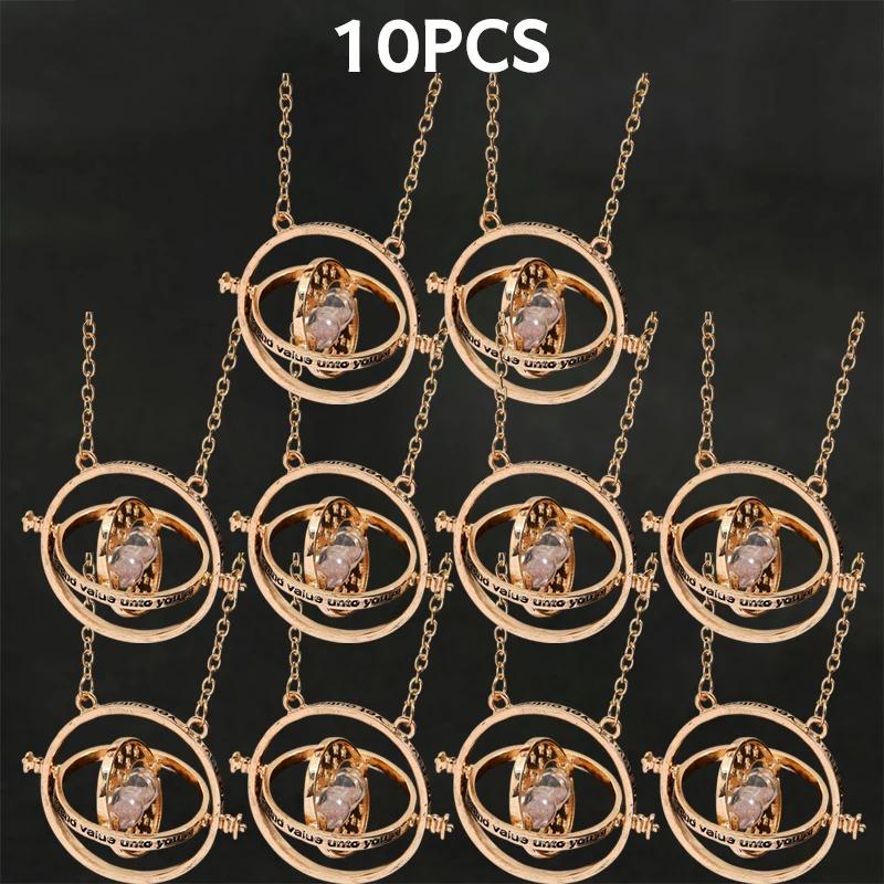1-10Pcs Harried Time Necklace Timer Hourglass 360 Rotatable Potters Cosplay Props Astronomical Time Converter Magic School Gift