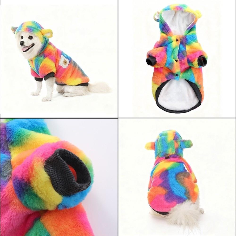 Fashion Thick Pet Dog Hoodie Fleece Warm Dog Sweatshirt Rainbow Soft Pet Coat Jacket for Dogs Puppy