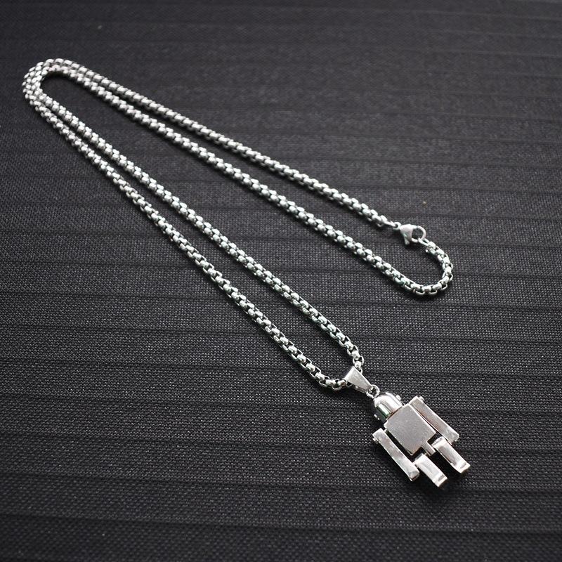 Hip-hop Rotating Robot Necklace for Men and Women Long Versatile Clavicle Chain Bouncy Personality Ins Couple Titanium Steel Accessories