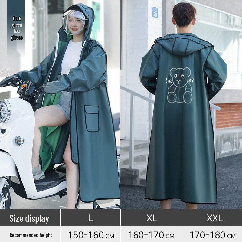 

Усиленный водонепроницаемый мотоциклетный дождевик EVA для взрослых - Унисекс пончо для езды во весь рост XXL