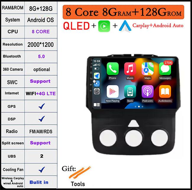 Wireless CarPlay Android 14 Radio For Dodge RAN 1500 2500 3500 2013-2018 GPS Navigation Stereo Car Intelligent Systems 4G WIFI