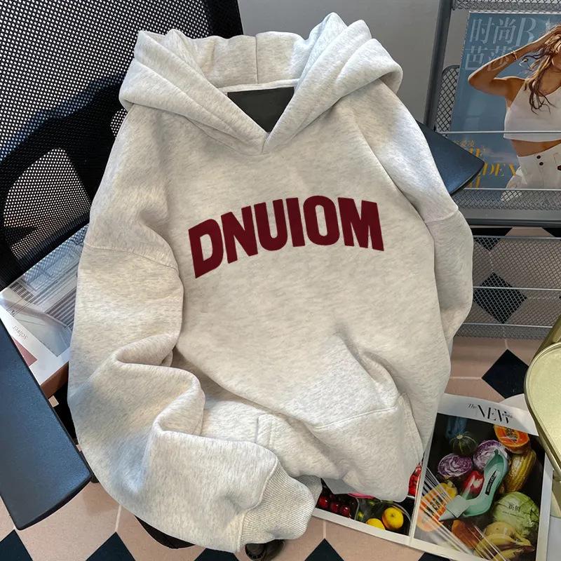 

Korean Style Hiphop Letter Print Cotton Hoodie for Women - Autumn/Winter Loose Fit, Trendy Versatile Jacket for Students or Men. XL (131-145 lbs)