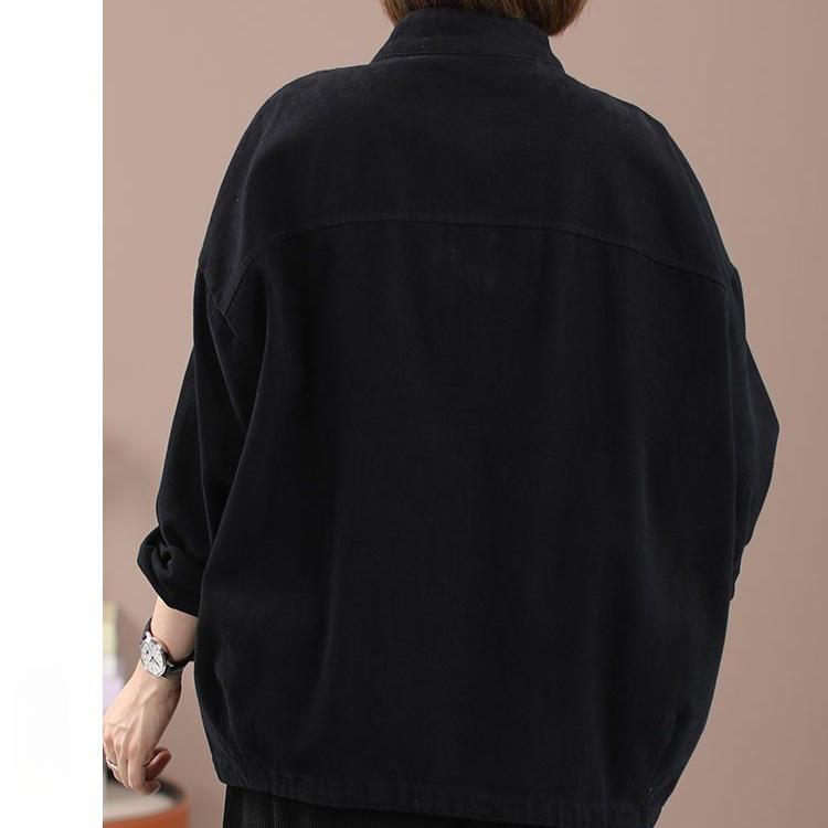 Plus Size Women Spring Autumn Loose Casual Long Sleeve O-neck Outerwear Coats Pocket Patchwork Single Breasted Jackets