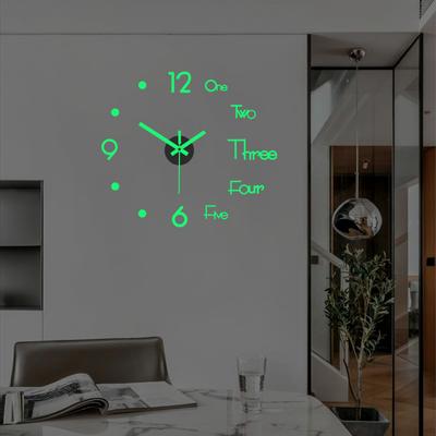 Luminous Wall Clock Large Watch Horloge 3D DIY Acrylic Mirror Stickers Quartz Modern Mute Alarm