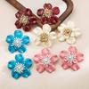 Sweet Vintage Minority Design Flower Oil Drip Earrings High Grade Vacation Style Ear Studs For Women Fashion Jewelry