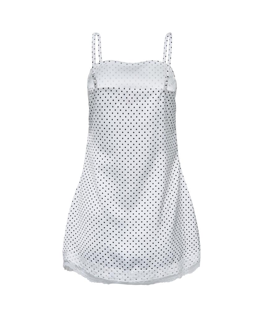 Yuhee Polka Dot Pattern Dress_White