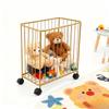 Gold Metal Openwork Laundry Hamper Cart with Wheels, Large Capacity, Foldable Storage Organizer, Rolling Laundry Sorter Basket