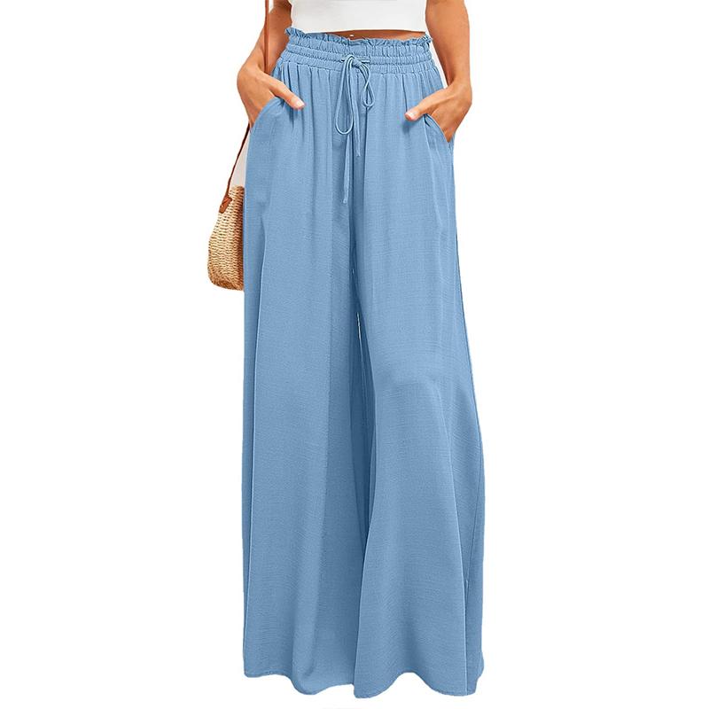 Summer Women Trousers, Casual Wide Leg Trousers, Loose Casual Fashion Trousers Women