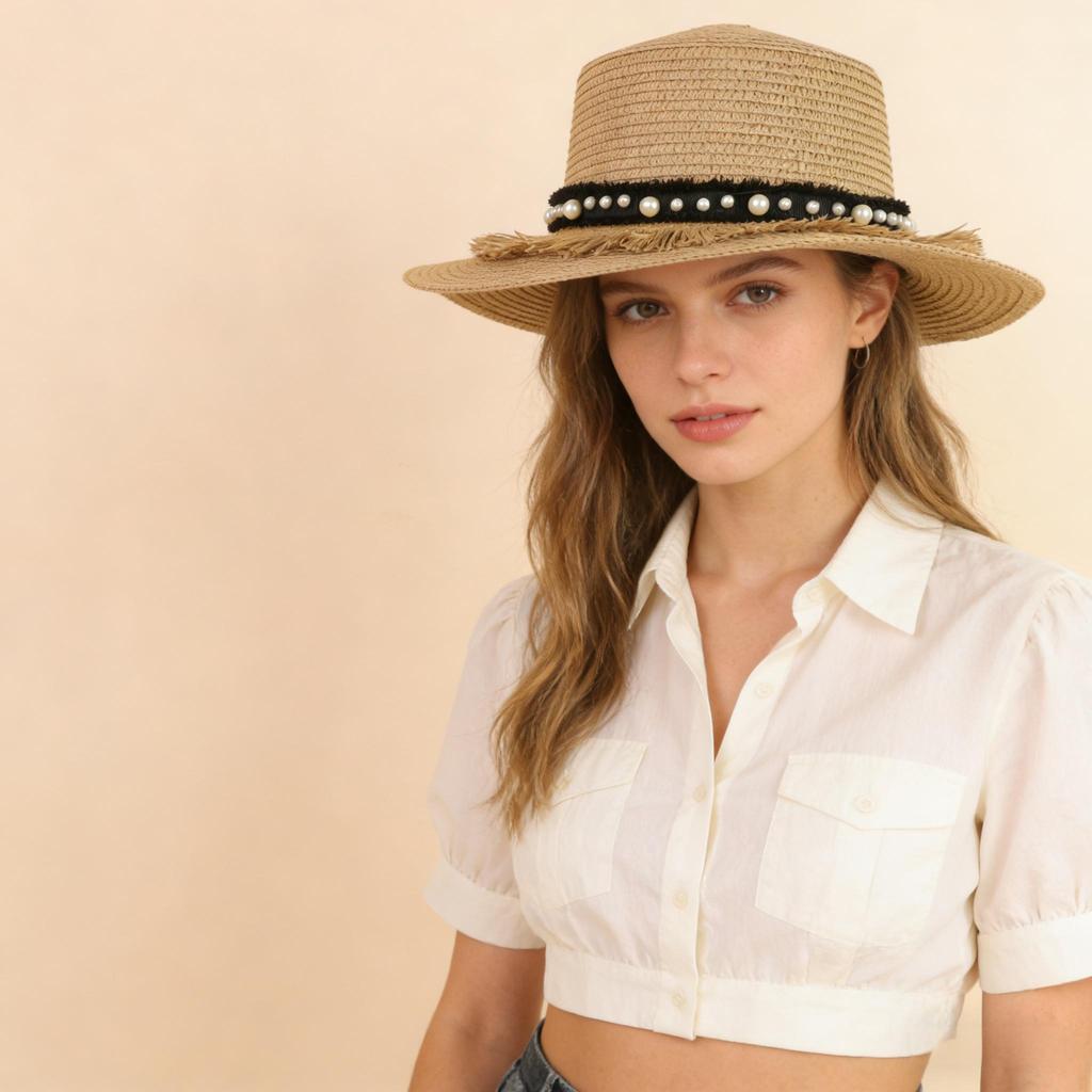 Summer Beach Hat Women's Flat Top Small Gift Hat Breathable Sun Protection Hat Grass Woven Retro