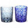 Mizukage Kiriko Paar Felsenglas Becher 280cc Diamantmuster Tintenblau Blau mit Graviertem Boden Bishou Aktuelles Modell J-kitchens & 80xH90mm &