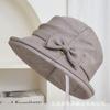 New rolled brim bow decorative temperament bucket hat women's summer literary and leisure sun protection sun hat