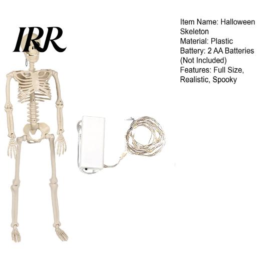 Creepy Window Display Decor 36 Inches LED Light Up Halloween Skeleton, 3FT Life Size Full Body Cemetery Themed Landscaping Posable Plastic Human Bones