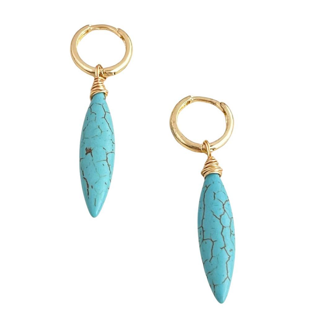Pearl Beaded Earringdrop Water Droped Vintage Hoop Earrings Fashion Faux Turquoise Earrings  Women